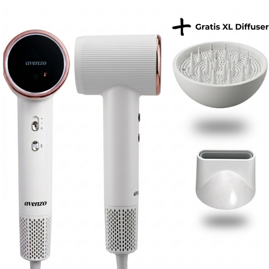 AVENZO FÖHN MET GRATIS XL DIFFUSER - WIT/ROZE