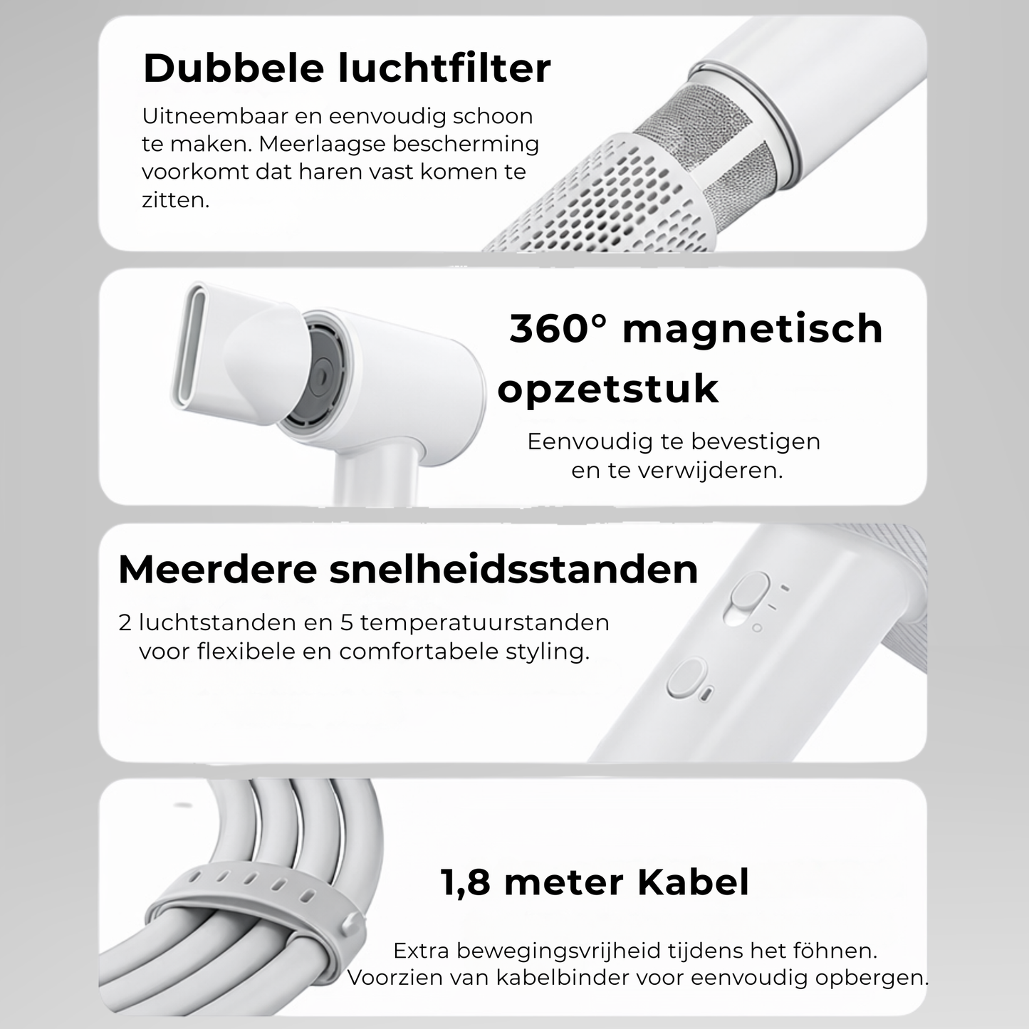 AVENZO FÖHN MET DIGITAAL DISPLAY - WIT/ROZE